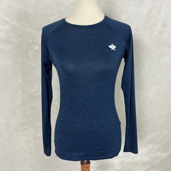 Rabbit Heather Blue Women's EZ Long Sleeve Running T-Shirt XS - Picture 1 of 6